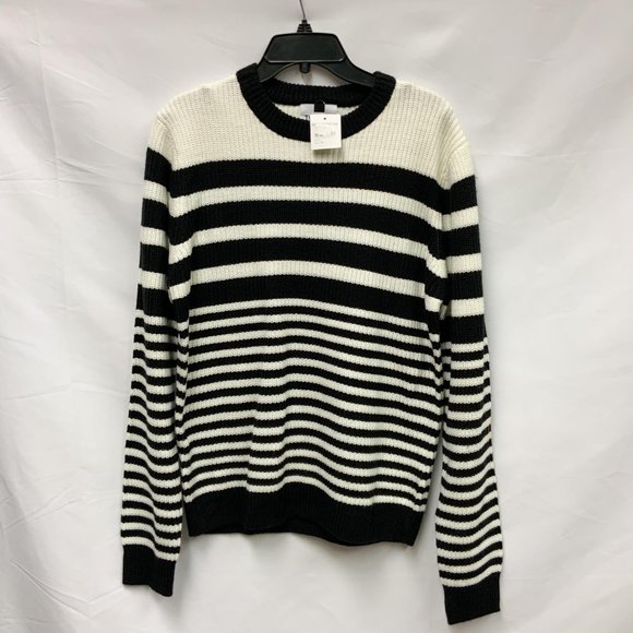 White Stripe Jumper Sweater Large 